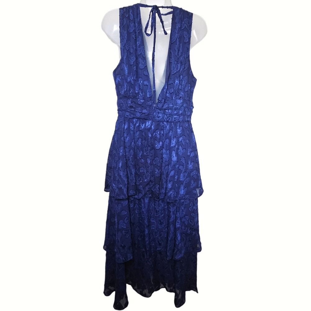 Make It Mesmerizing Navy Blue Jacquard Tiered Midi Dress - READ DESC FOr SIZE - Picture 4 of 10